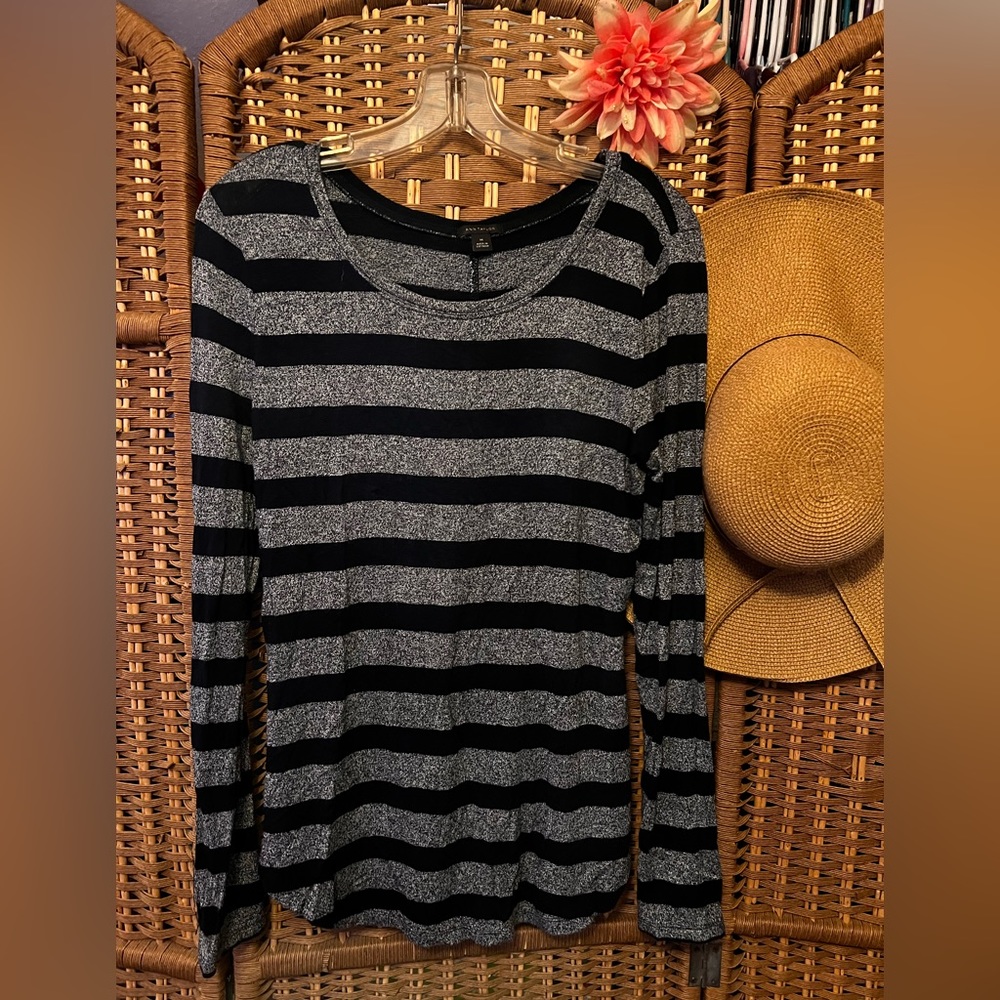 Ann Taylor black and gray striped shirt size medium never used